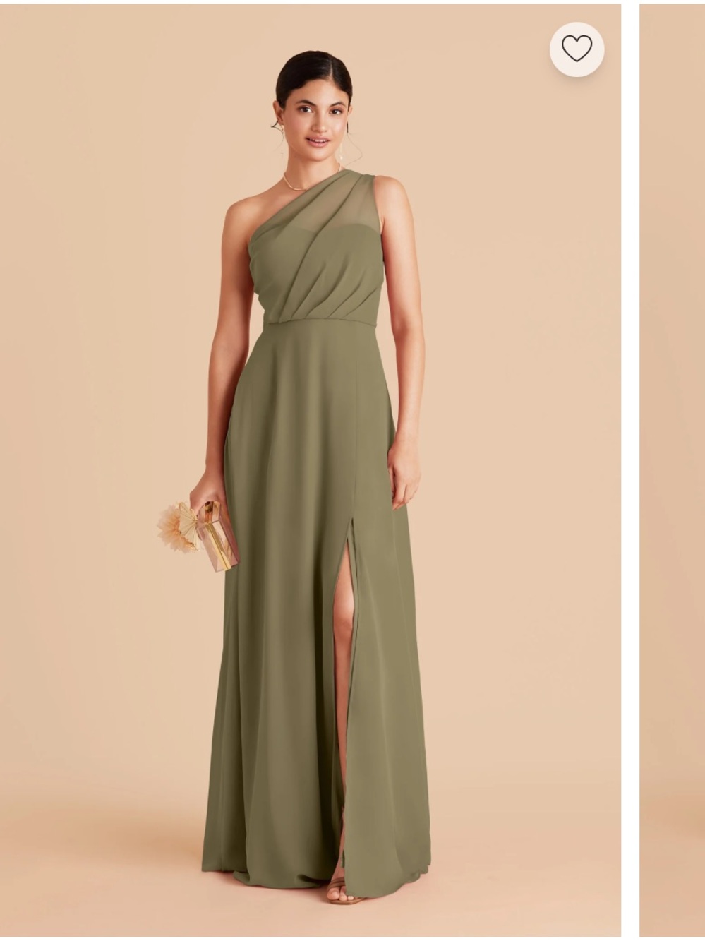 Birdy Grey One-Shoulder Olive Gown with Front Slit